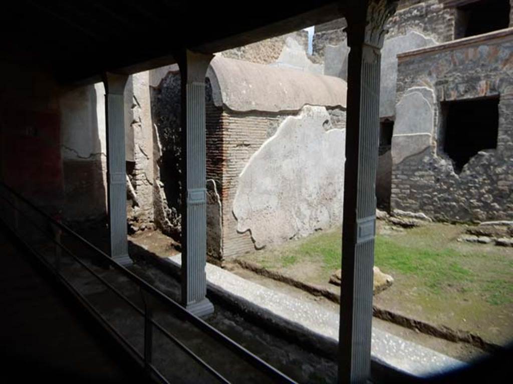 II.4.6 Pompeii. May 2016. Looking north-east from portico towards baths’ area and window into caldarium. Photo courtesy of Buzz Ferebee.