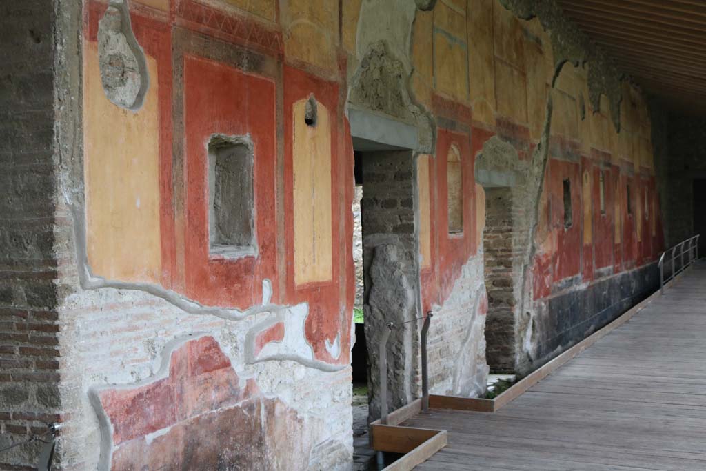 II.4.6 Pompeii. December 2018.
Looking north along west wall of portico from doorway on north side of summer triclinium. Photo courtesy of Aude Durand.