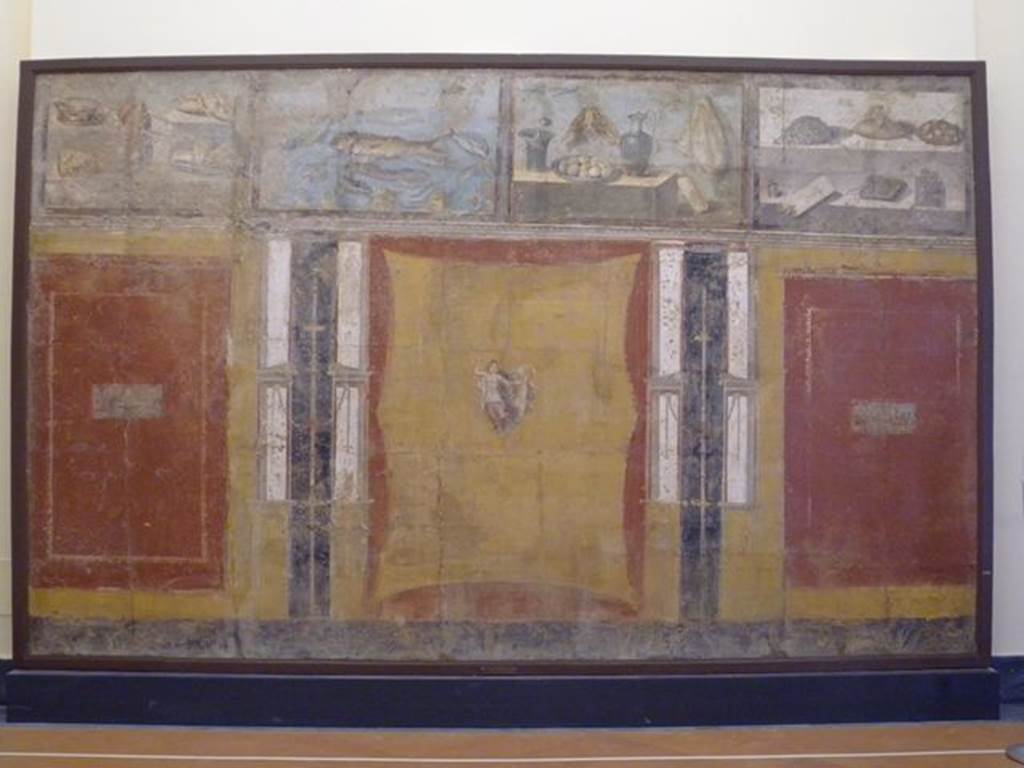 II.4.10 Pompeii. South wall from tablinum of Praedia di Giulia Felice (Julia Felix). Found 13th July 1755.
Now in Naples Archaeological Museum. Inventory number 8598