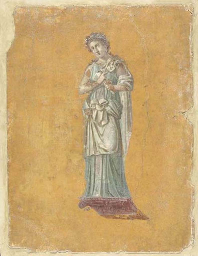 II.4.10/3 Pompeii. Found 20th July 1755 in cubiculum (Ambiente 97).
Calliope, muse of epic poetry.
Now in the Louvre, Paris, inventory number P4.