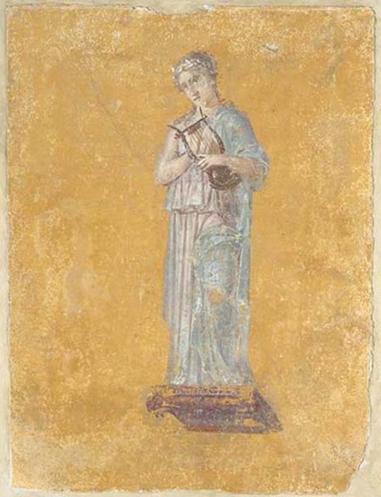 II.4.10/3 Pompeii. Found 20th July 1755 in cubiculum (Ambiente 97).
Terpsichore, the muse of light music.
Now in the Louvre, Paris, inventory number P7.