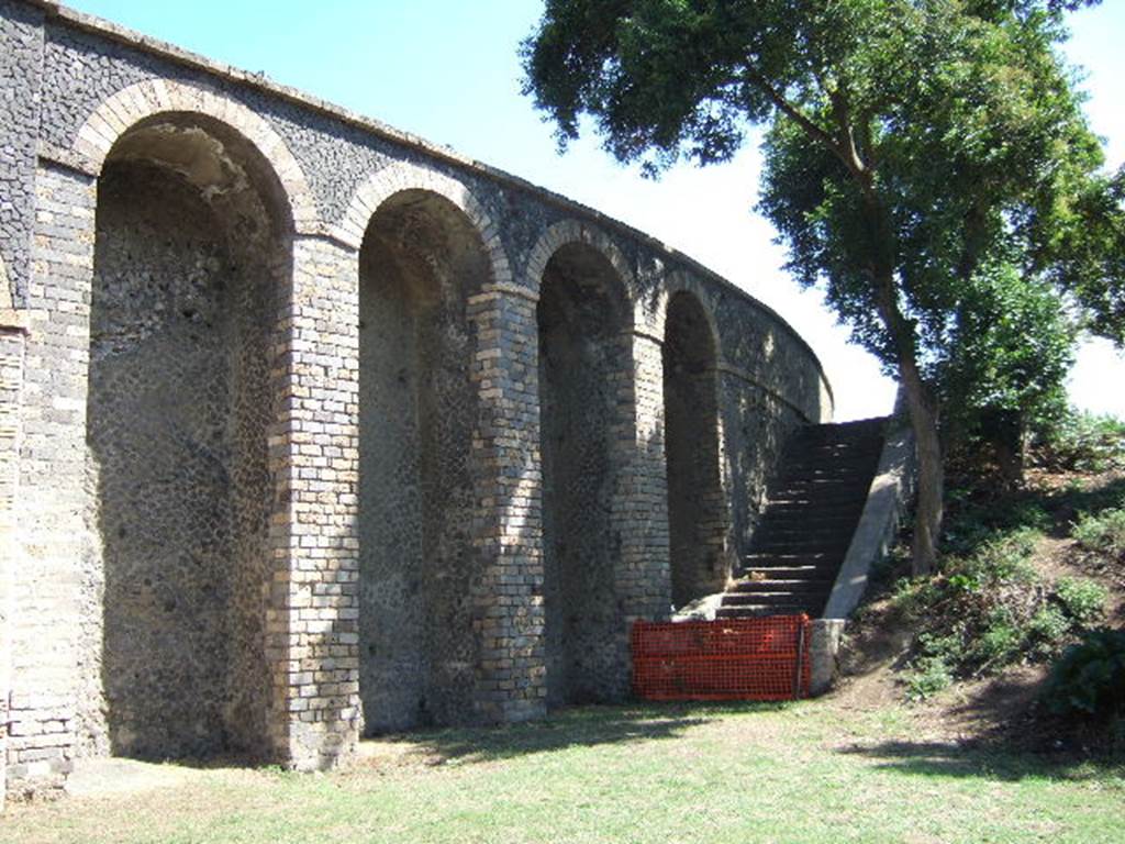 II.6 Pompeii. September 2005. Steps at south-west end of Amphitheatre.