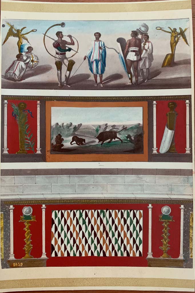 II.6 Pompeii. Giorgio Sommer Cabinet Card number 6439.
Paintings from inner wall of amphitheatre. Photo courtesy of Rick Bauer.