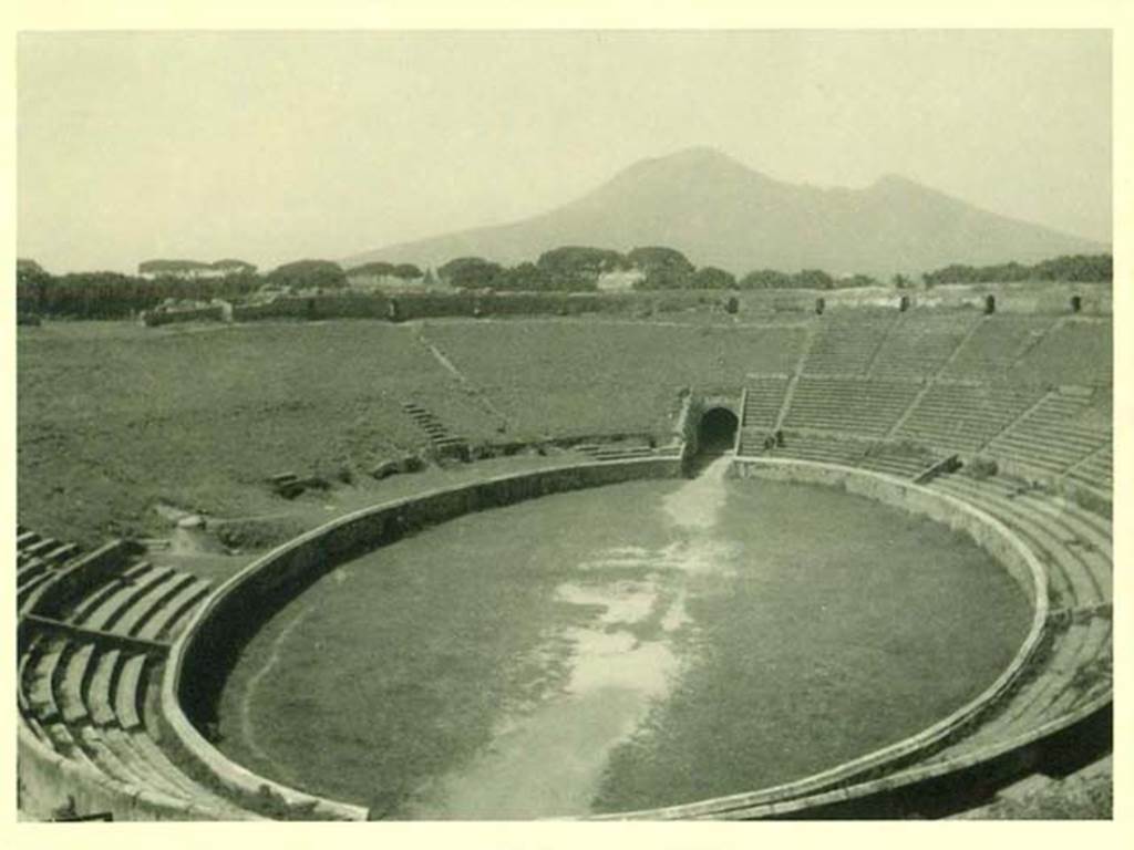 II.6 Pompeii. 1940. Looking north across arena from upper level of the Amphitheatre. Photo courtesy of Rick Bauer.