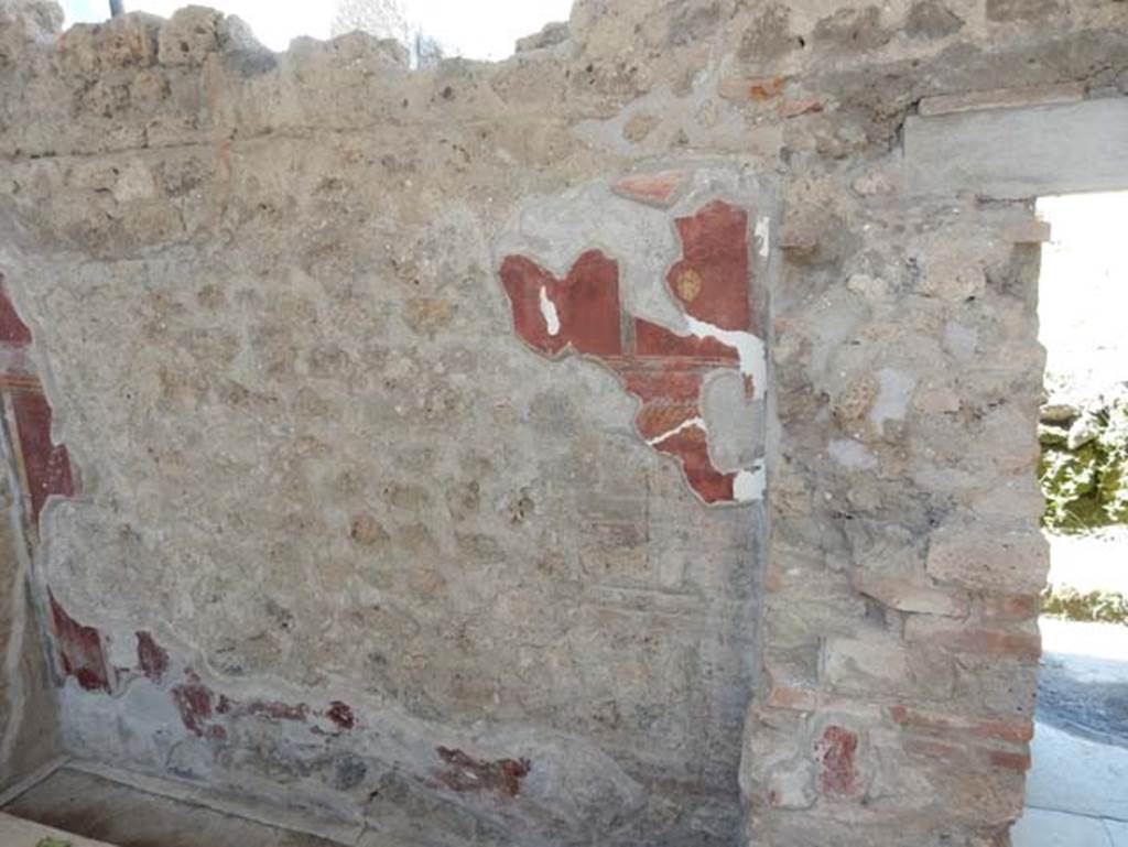 III.3.7, Pompeii. May 2018. North wall on west side of rear doorway. Photo courtesy of Buzz Ferebee.