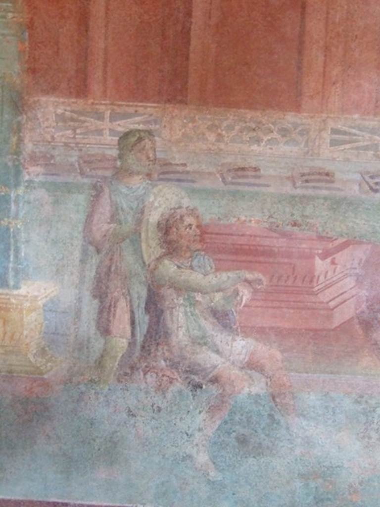 III.4.b Pompeii. March 2009. Room 3, north wall, west end, of cubiculum/oecus.
Detail of Thoas, the king of the Taurians, with attendant.