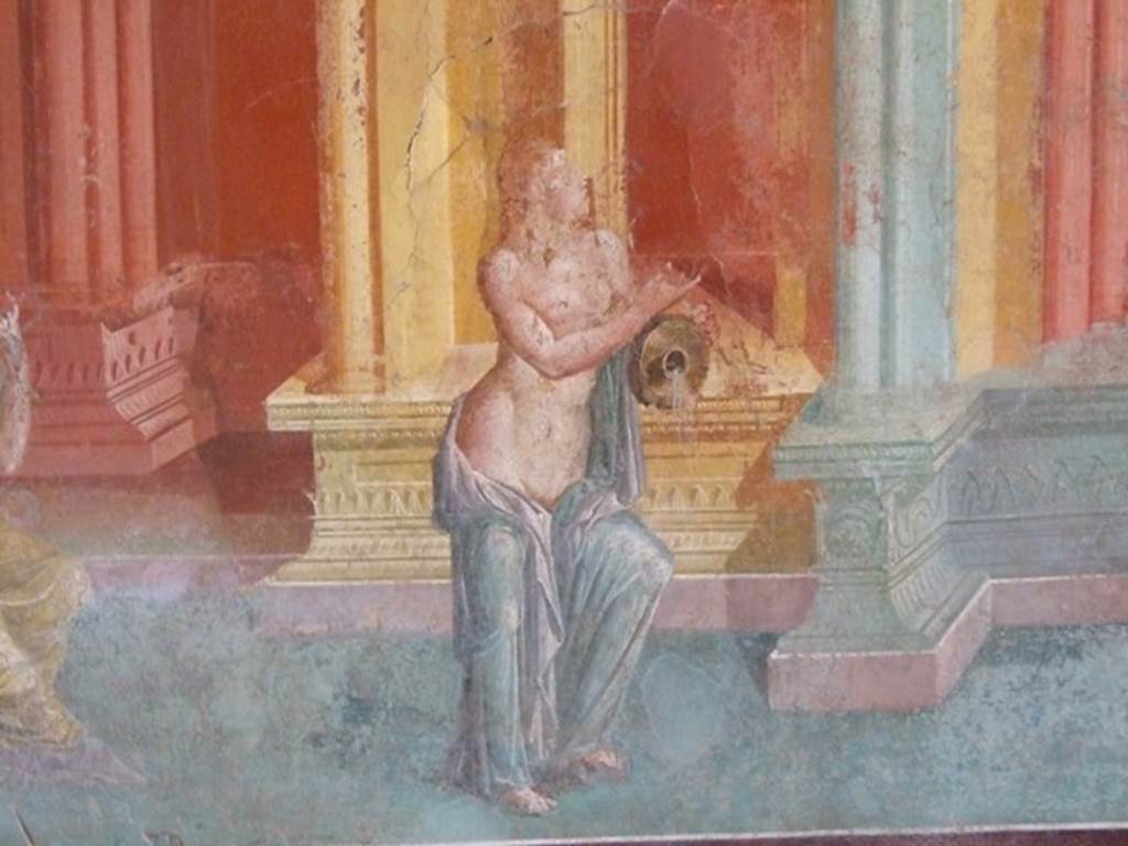 III.4.b. Pompeii. March 2009. Room 3. Oecus. East wall. Detail of wall painting of Sangaritide, the nymph.