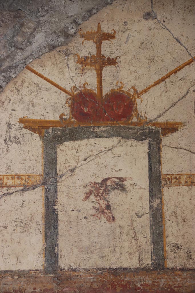 V.4.a Pompeii. October 2023.
Room ‘s’, detail from upper south wall in south-west corner. Photo courtesy of Klaus Heese.