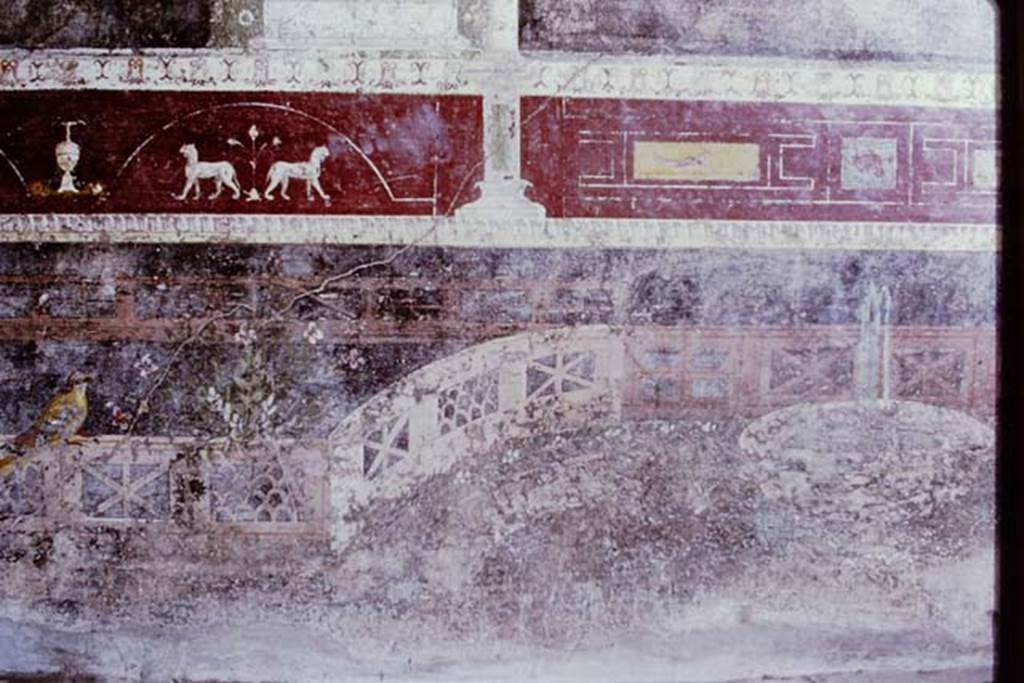 V.4.a Pompeii. 1968. Lower part of north wall of tablinum with detail of remains of garden wall painting. Photo by Stanley A. Jashemski.
Source: The Wilhelmina and Stanley A. Jashemski archive in the University of Maryland Library, Special Collections (See collection page) and made available under the Creative Commons Attribution-Non Commercial License v.4. See Licence and use details.
J68f0672