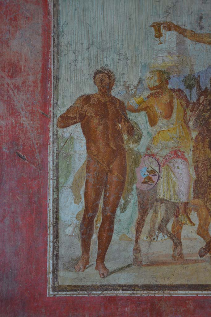 V.4.a Pompeii. March 2018. Room ‘h’, detail from central painting on south wall of tablinum.
Foto Annette Haug, ERC Grant 681269 DÉCOR.