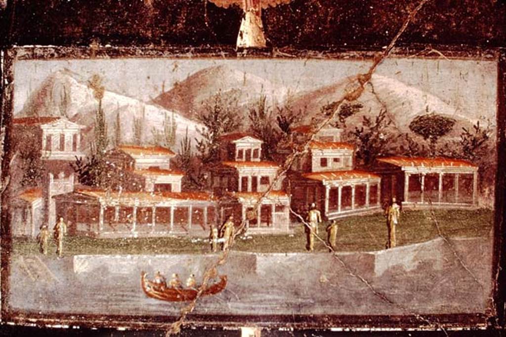 V.4.a Pompeii. 1968. South wall of tablinum. Wall painting of architectural landscape with waterfront and boat. Photo by Stanley A. Jashemski.
Source: The Wilhelmina and Stanley A. Jashemski archive in the University of Maryland Library, Special Collections (See collection page) and made available under the Creative Commons Attribution-Non Commercial License v.4. See Licence and use details.
J68f0664