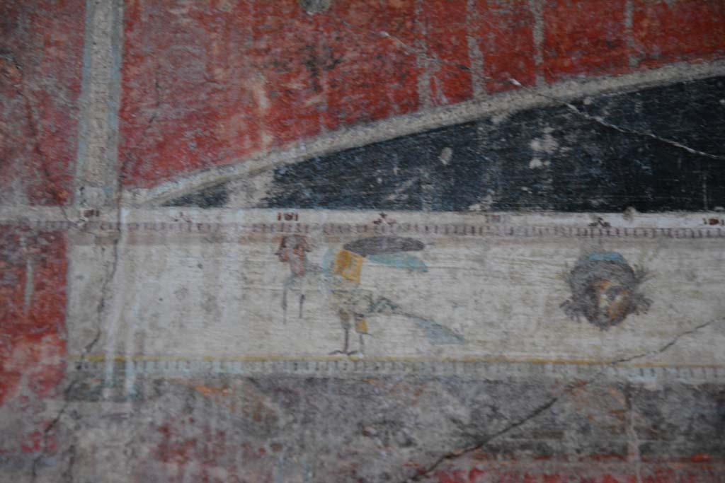 V.4.a Pompeii. March 2018. Room ‘g’, detail from upper west wall above central painting, north end.
Foto Annette Haug, ERC Grant 681269 DÉCOR.