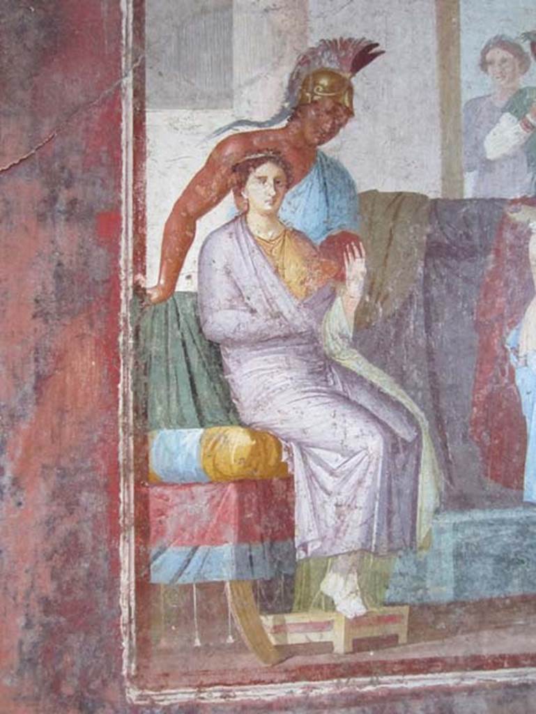 V.4.a Pompeii. March 2012. Detail of Mars and Venus from central panel of north wall of tablinum. Photo courtesy of Marina Fuxa.