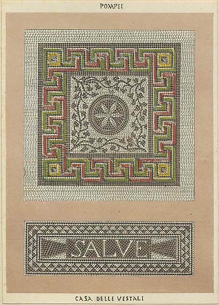 VI.1.7 Pompeii. 1875 lithograph titled Casa delle Vestali. Photo courtesy of Rick Bauer.