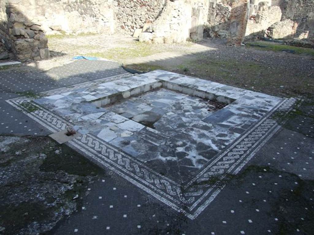 VI.1.7 Pompeii. December 2007. Impluvium in atrium, looking north-east.