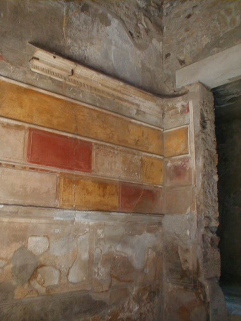 VI.2.4 Pompeii. September 2004. north-west corner of north ala. Wall decoration.