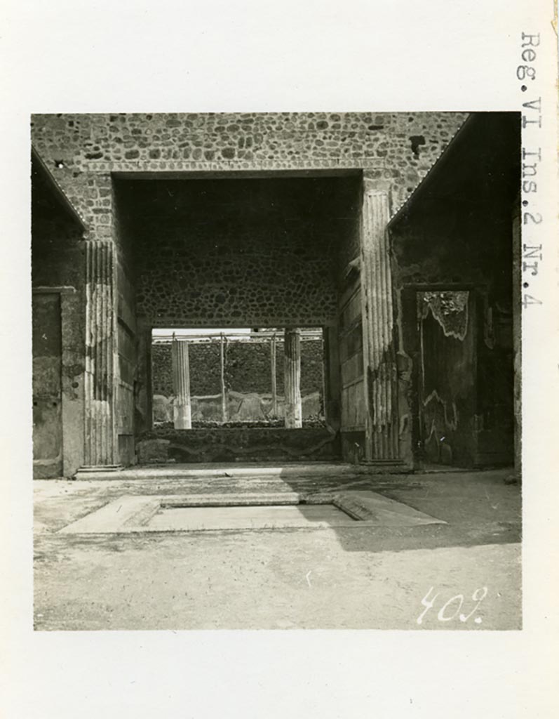 VI.2.4 Pompeii. Pre-1937-1939. Looking east through tablinum, from atrium.
Photo courtesy of American Academy in Rome, Photographic Archive. Warsher collection no. 409.