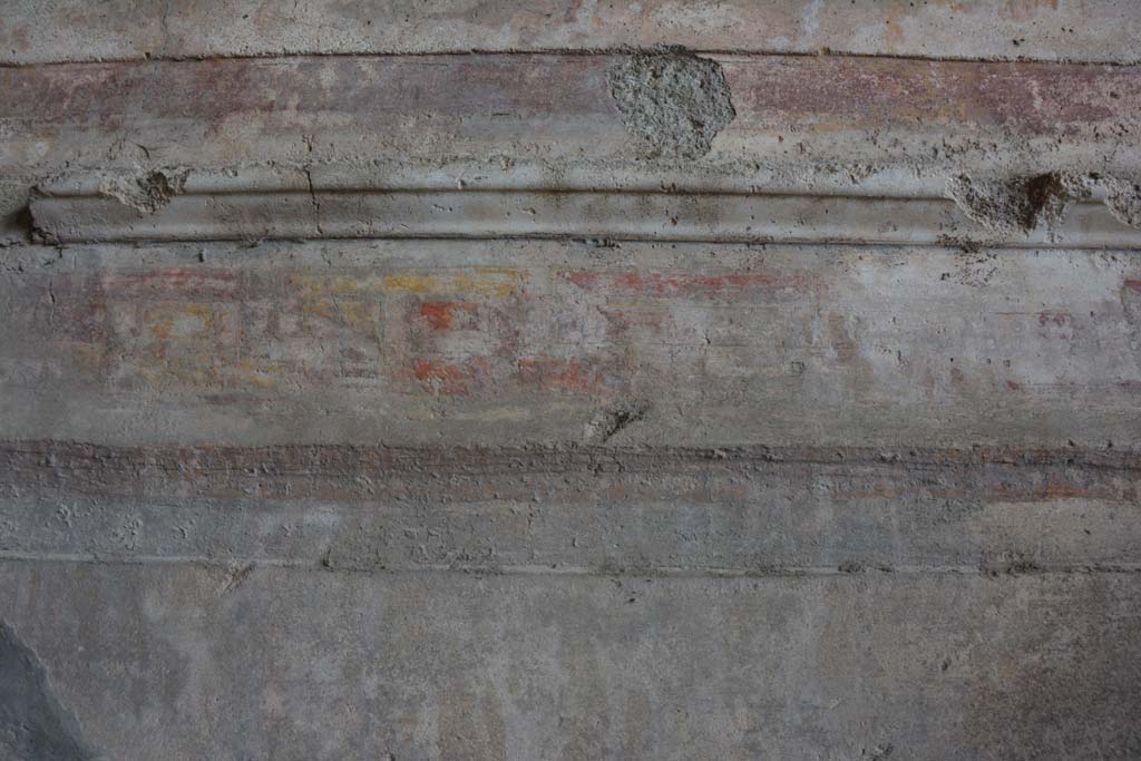 VI.2.4 Pompeii. March 2019. Detail of painted decoration from lower north wall in north-west corner, area above zoccolo. 
Foto Annette Haug, ERC Grant 681269 DCOR.
