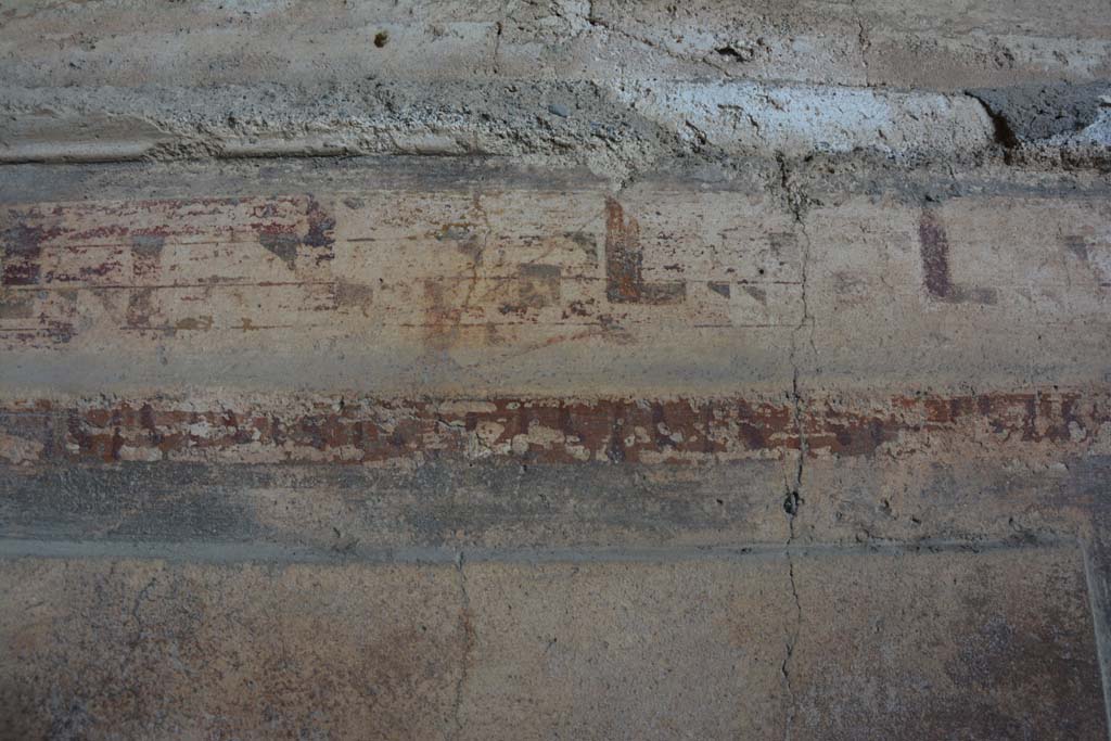 VI.2.4 Pompeii. March 2019. Detail of painted decoration from area above zoccolo in centre on north wall of oecus.
Foto Annette Haug, ERC Grant 681269 DCOR.

