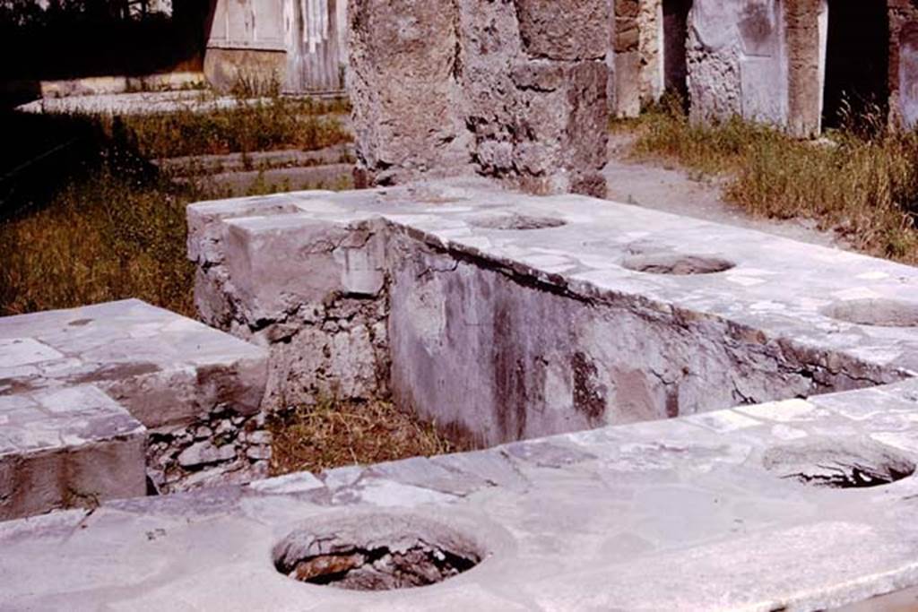 VI.2.5 Pompeii. 1964. Looking south-east across counter. Photo by Stanley A. Jashemski.
Source: The Wilhelmina and Stanley A. Jashemski archive in the University of Maryland Library, Special Collections (See collection page) and made available under the Creative Commons Attribution-Non Commercial License v.4. See Licence and use details.
J64f1824