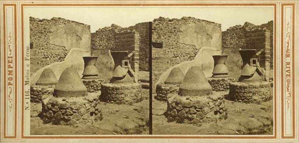 VI.3.3 Pompeii. Stereoview of mills in bakery, by R. Rive, c.1860-1870’s. Photo courtesy of Rick Bauer.