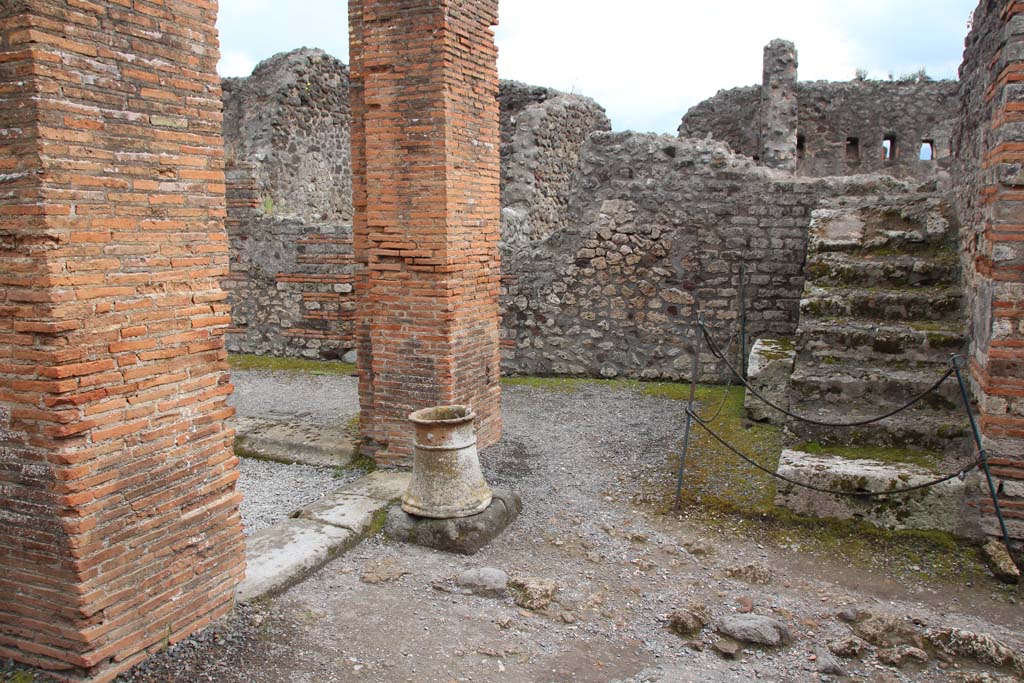 VI.3.3 Pompeii. April 2014. Room 1, south side of atrium with staircase to upper floor, in south-west corner.
Photo courtesy of Klaus Heese.
