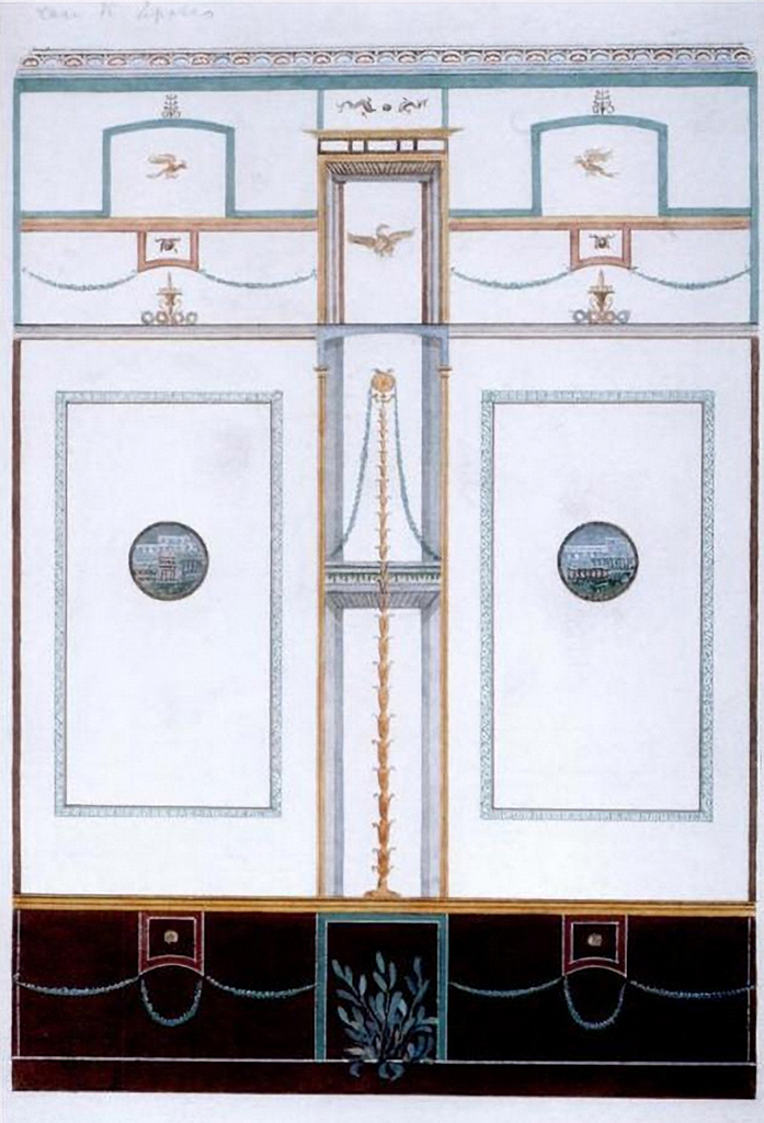 VI.7.23 Pompeii. 1869. Painting by Harald Drewsen of probably the north wall in cubiculum with window in courtyard.
See Italien, Pompeji, rejseopm. 1869. Harald Drewsen 1836-1878, © Danmarks Kunstbibliotek, inventory number 17487.
See Danmarks Kunstbibliotek - Italien Pompeji rejseopm
See Gierow, M. Staub, Pompejanische Kopien aus Danemark, (SAP book no.24), (cat 28, p.48).