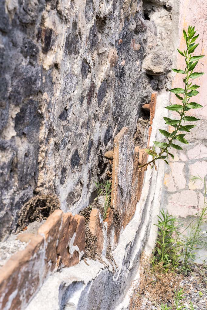 VI.7.23 Pompeii. July 2021.
Looking east along north wall with remaining tegulae mammatae beneath stucco layer.
Photo courtesy of Johannes Eber.