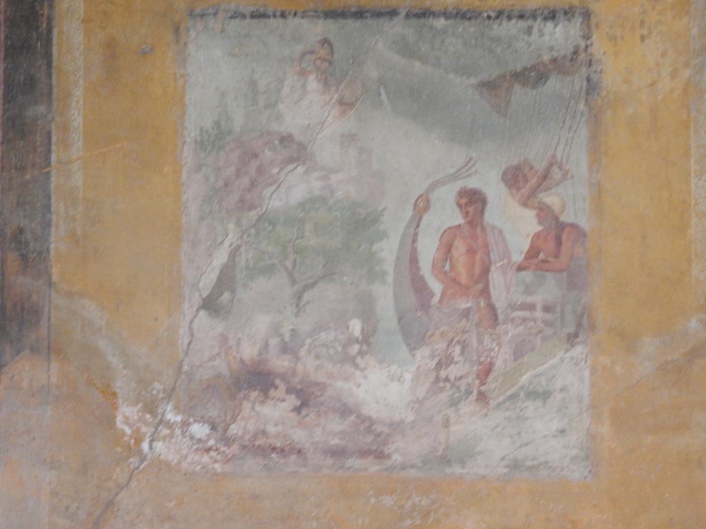 VI.8.3/5 Pompeii. May 2015. Room 12, central painting from east wall of dining room. Photo courtesy of Buzz Ferebee.
