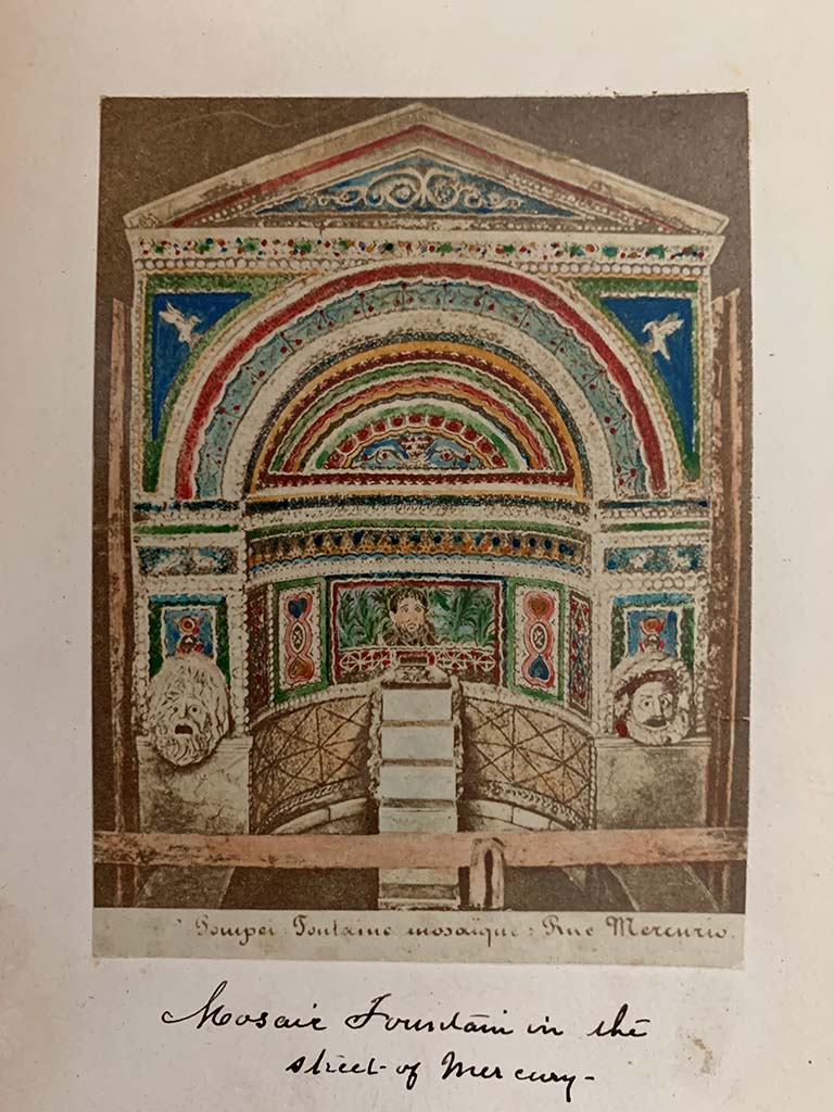VI.8.22 Pompeii. From a coloured album by M. Amodio, dated c.1880. Large Fountain.
Photo courtesy of Rick Bauer.