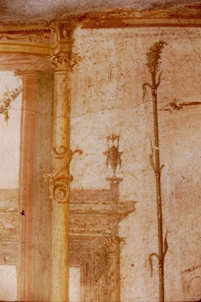 VI.8.23 Pompeii. 1968. North wall of cubiculum, detail of architectural painting. Photo by Stanley A. Jashemski.
Source: The Wilhelmina and Stanley A. Jashemski archive in the University of Maryland Library, Special Collections (See collection page) and made available under the Creative Commons Attribution-Non Commercial License v.4. See Licence and use details.
J68f0728