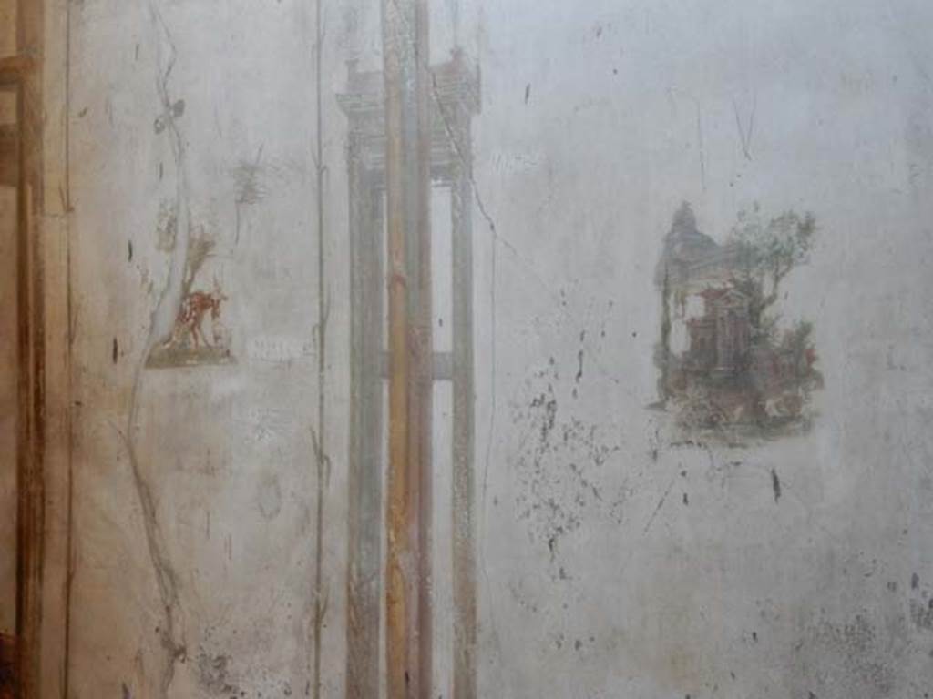 VI.8.23 Pompeii. May 2017. Detail of paintings in centre of south wall. Photo courtesy of Buzz Ferebee.