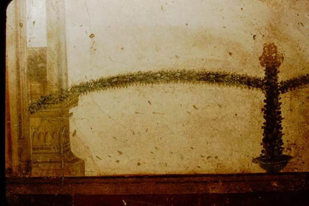 VI.8.23 Pompeii. 1957. Room on south side of doorway, painted decoration from south wall of cubiculum. Photo by Stanley A. Jashemski.
Source: The Wilhelmina and Stanley A. Jashemski archive in the University of Maryland Library, Special Collections (See collection page) and made available under the Creative Commons Attribution-Non Commercial License v.4. See Licence and use details.
J57f0349