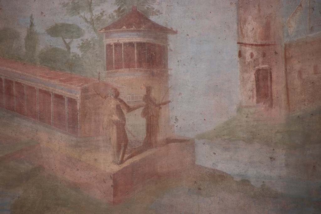 VI.8.23 Pompeii. September 2017. Detail from painted south wall at west end. Photo courtesy of Klaus Heese