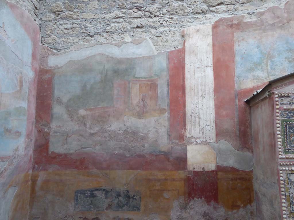 VI.8.23 Pompeii. January 2017. Painted west wall in south-west corner of garden area.
Foto Annette Haug, ERC Grant 681269 DÉCOR.