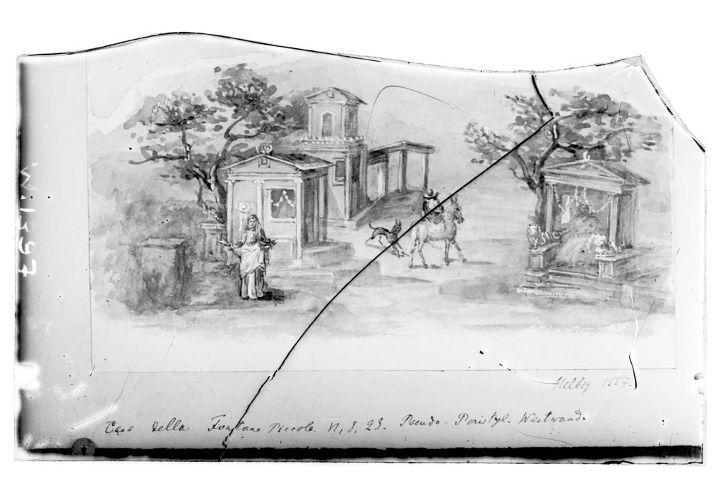 VI.8.23 Pompeii. W.1397. Drawing from west wall of north portico of pseudo-peristyle.
Photo by Tatiana Warscher. Photo © Deutsches Archäologisches Institut, Abteilung Rom, Arkiv.