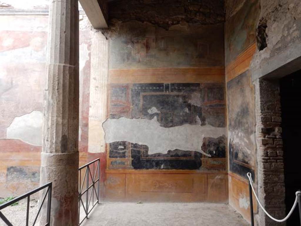 VI.8.23 Pompeii. May 2017. Looking towards west wall and north-west corner of garden area. Photo courtesy of Buzz Ferebee.