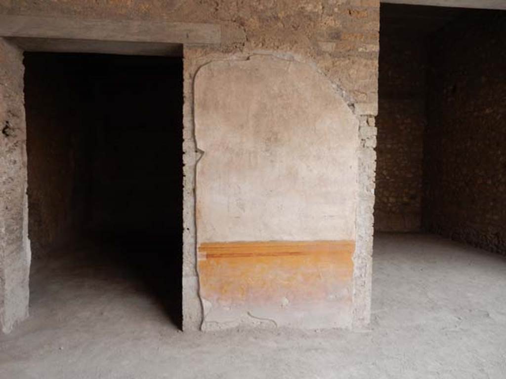 VI.8.23 Pompeii. May 2017. East wall of garden area, with two doorways. Photo courtesy of Buzz Ferebee. The room on the right has not yet been photographed.