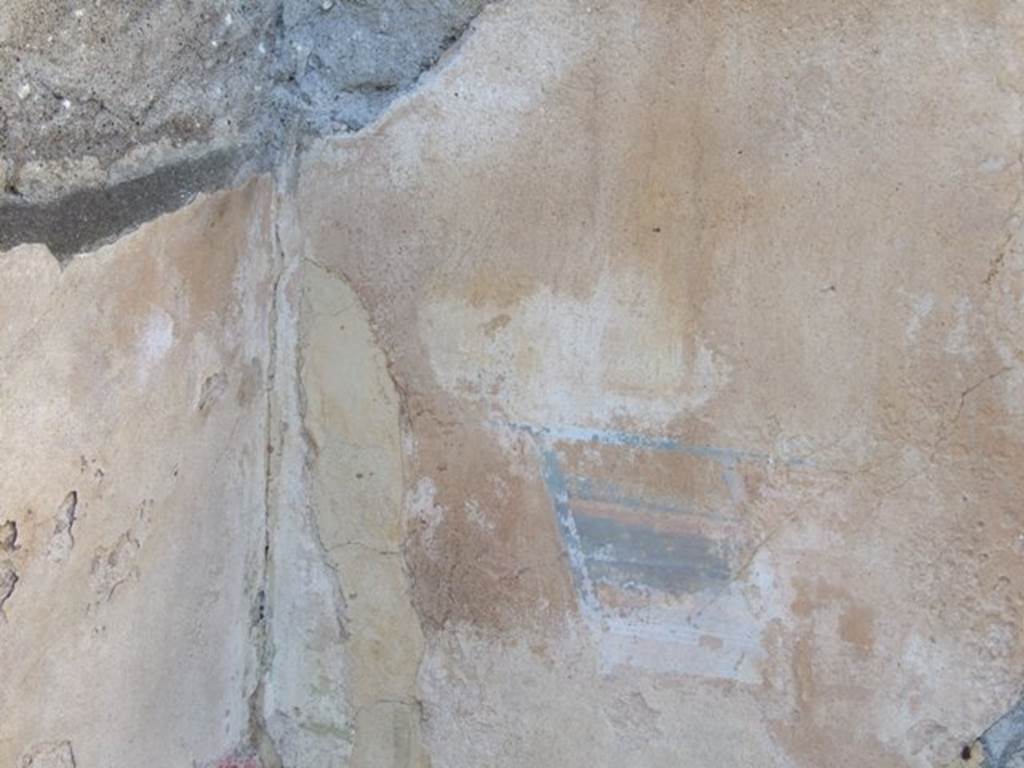VI.9.2 Pompeii. March 2009. Peristyle 16. North west corner. North wall. Remains of painted decoration.