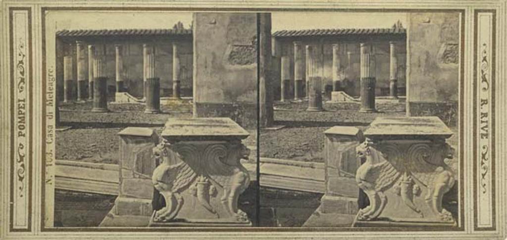 VI.9.2 Pompeii. Stereoview by R. Rive, c.1860-1870’s, looking north towards peristyle garden area. Photo courtesy of Rick Bauer.