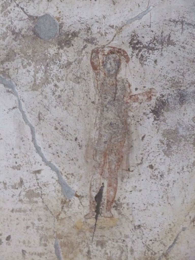 VI.9.6 Pompeii. March 2009. Room 16, painted figure on east wall.