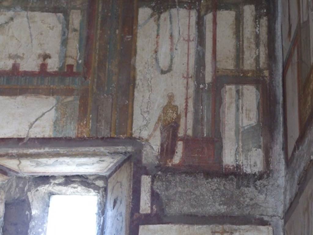 VI.9.6 Pompeii. March 2009. Room 16, painted figure on west wall.