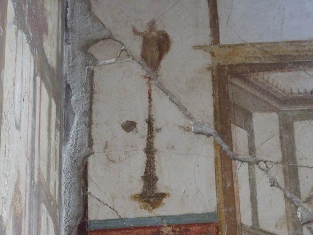 VI.9.6 Pompeii. March 2009. Room 16, painted figure from upper north wall at west end.