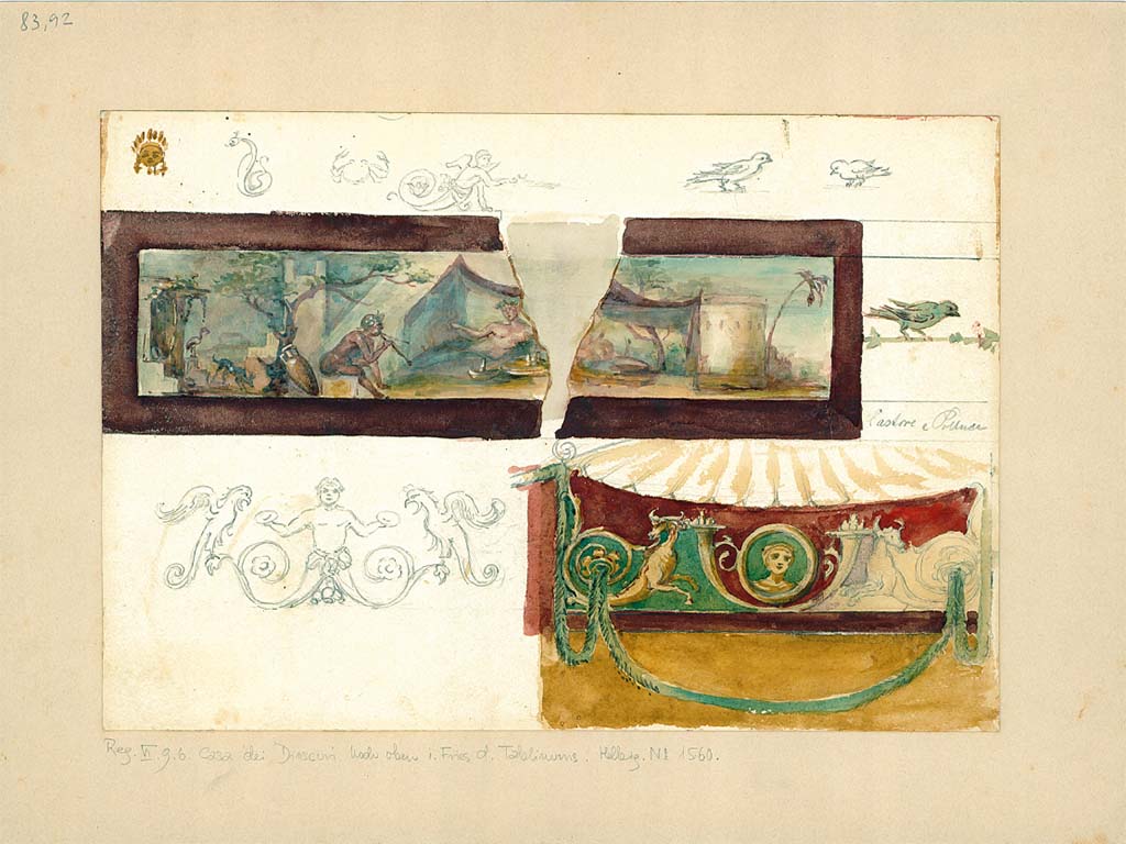 VI.9.6 Pompeii. Room 9, tablinum frieze.
DAIR 83.92. Photo © Deutsches Archäologisches Institut, Abteilung Rom, Arkiv.
See Helbig, W., 1868. Wandgemälde der vom Vesuv verschütteten Städte Campaniens. Leipzig: Breitkopf und Härtel, 1560.