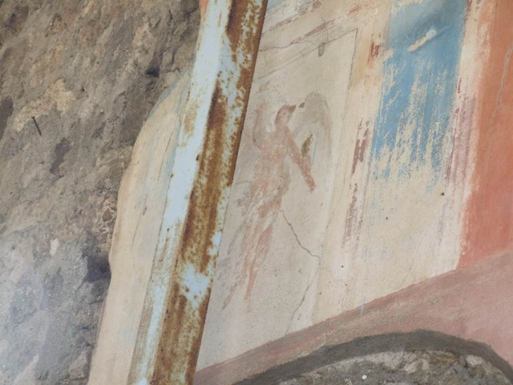 VI.9.6 Pompeii. March 2009. Room 9, wall painting of floating figure, from south wall of tablinum.