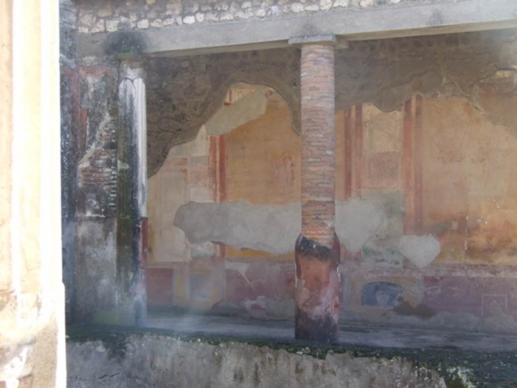 VI.9.6 Pompeii. March 2009. Room 6, east end of south wall of peristyle.