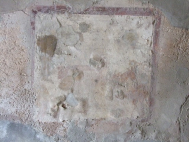 VI.10.1 Pompeii.  March 2009.  Rear room on north side.  Fresco on south wall.  Painting of men gambling.