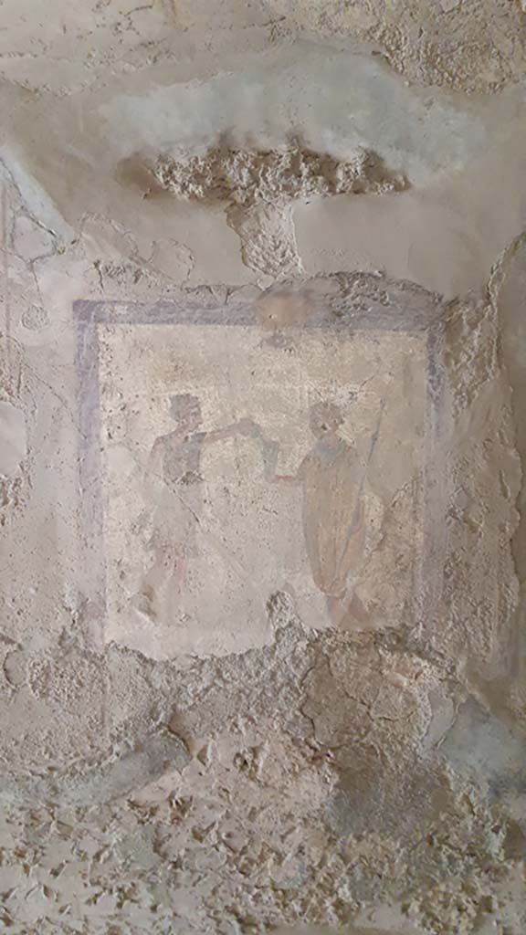 VI.10.1 Pompeii. December 2018. Frescoes from east end of south wall of rear room. Photo courtesy of Aude Durand.