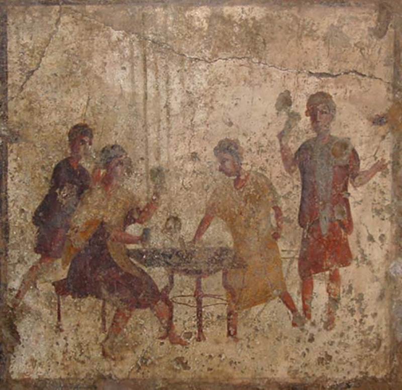 VI.10.1 Pompeii. May 2003. Fresco on west wall of rear room. Photo courtesy of Nicolas Monteix.