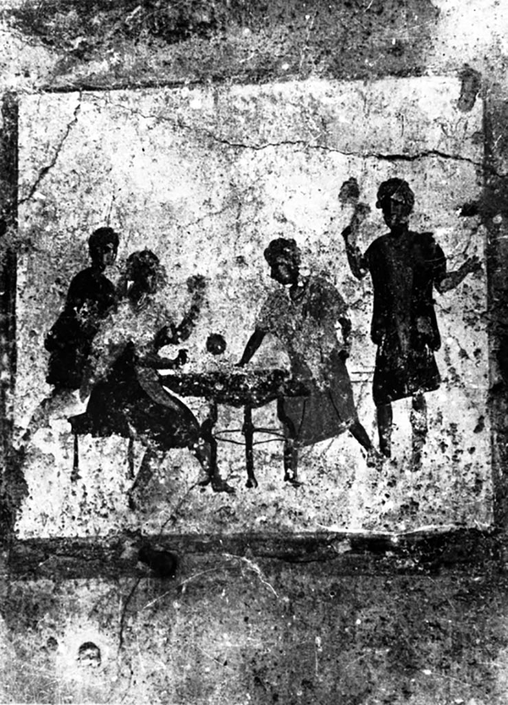 VI.10.1 Pompeii. May 2003. Detail from fresco on west wall of rear room. Photo courtesy of Nicolas Monteix.
